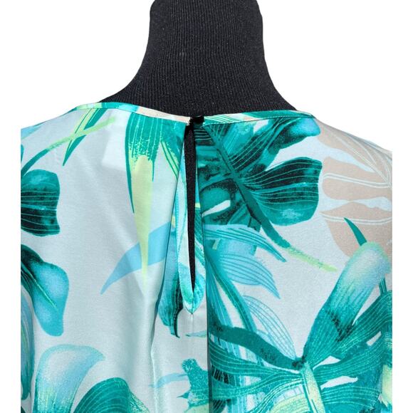 Chico's Black Label Front Tuck Tank Sz 3 ~ L (16-18) Tropical Dressy Lightweight - Picture 3 of 6